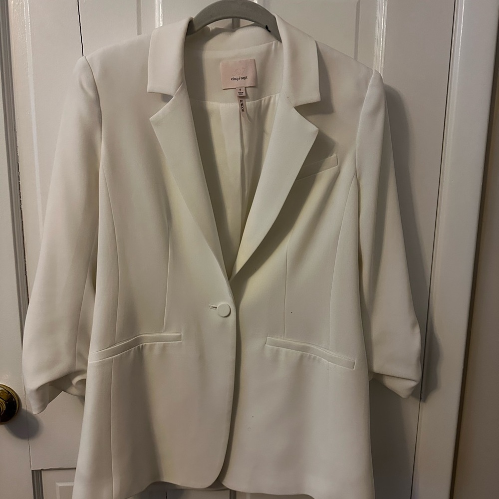 TUMBLED WOVEN KHLOE BLAZER white size 6